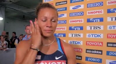 Hyleas Fountain after emotional day 1 in heptathlon and sitting 3rd at Daegu 2011 World Championships