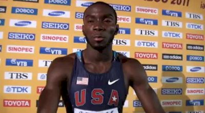 Kerron Clement injures groin and unable to defend his world title at Daegu 2011 World Championships Day 4 Interviews