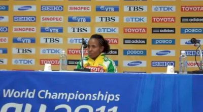 Meseret Defar talks about 5k and 10k races and her race tactics at Daegu 2011 World Track Championships
