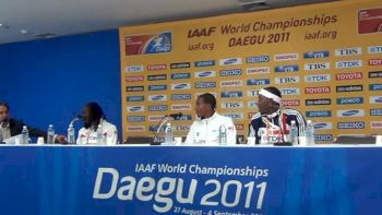 Men's Triple Jump Press Conference with Christian Taylor, Will Claye and Phillips Idouw at Daegu World Champs
