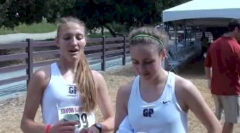 Amy-Eloise Neale and Katie Bianchini, 1st and 2nd places in the HS girl's seeded race at the 2011 Stanford CC Invitational