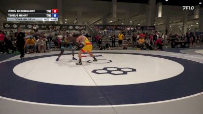 97 kg Cons. Rd Of 16 - Owen Braungardt, YJWC vs Tereus Henry, Tiger Den Wrestling Club