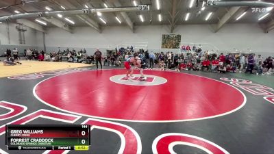 144 lbs Cons. Round 4 - Forrest Craddock, Colorado Springs Christian vs Greg Williams, Cherry Creek