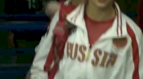 Komova, Nabieva, and Dementyeva run through the Mixed Zone