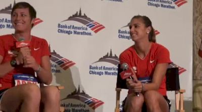 Abby Wambach and Alex Morgan after Chicago Marathon Charity Relay