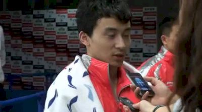 Defending World Champions Feng Zhe and Chen Yibing after Qualifications (in Chinese)