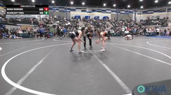 105 lbs 5th Place - Rhae Rodden, Harrah Little League Wrestling vs Scarlett Vigil, Team Nomad