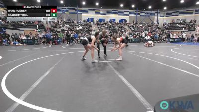 105 lbs 5th Place - Rhae Rodden, Harrah Little League Wrestling vs Scarlett Vigil, Team Nomad