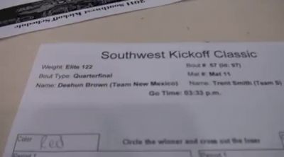 122 lbs quarter-finals Deshun Brown Team New Mexico vs. Trent Smith Team S