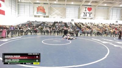 130 lbs Cons. Round 3 - Addison Snider, Golden Knights Wrestling Club Inc vs Kieara Graves, WRCL Wrestling Club