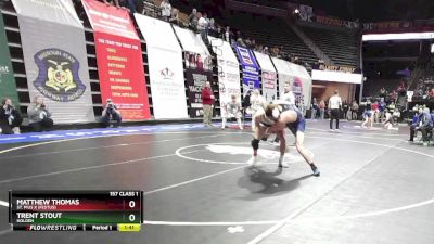 157 Class 1 lbs Champ. Round 1 - Matthew Thomas, St. Pius X (Festus) vs Trent Stout, Holden