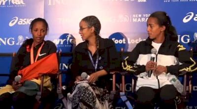 Firehiwot Dado and Buzunesh Deba talk about catching Keitany at ING New York City Marathon 2011