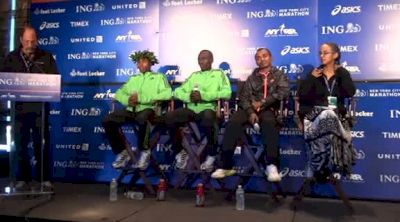 Geoffrey Mutai, Emmanuel Mutai and Tsegaye Kebede opening remarks on ING New York City Marathon 2011