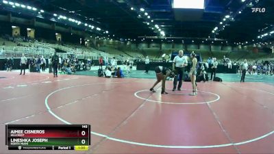 145 lbs Cons. Round 4 - Lineshka Joseph, North Miami vs Aimee Cisneros, Hillcrest