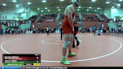 195 lbs Cons. Semi - Elijah Oberle, New Palestine Junior High vs Makyi Hines, Red Hawk Wrestling Academy