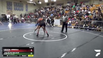 125 lbs Cons. Round 3 - Jaquelyn Vallejo, Desert Hot Springs vs Crystal Arreola, Dominguez