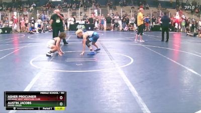 90 lbs Quarterfinal - Asher Procunier, Michigan West Wrestling Club vs Austin Jacobs, Grand Haven