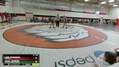 120 lbs Quarterfinal - Lane McKennan, Sheridan vs Owen Jameson, Worland Middle School