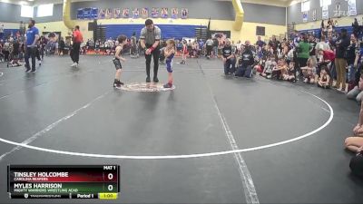 38 lbs Quarterfinal - Tinsley Holcombe, Carolina Reapers vs Myles Harrison, Mighty Warriors Wrestling Acad