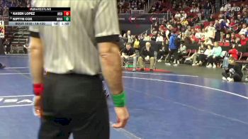 1A-120 lbs Champ. Round 1 - Kasen Lopez, West Sioux, Hawarden vs Kiptyn Cox, Wapsie Valley