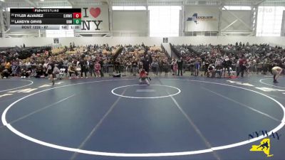 87 lbs Champ. Round 2 - Tyler Alvarez, Spencerport Jr Rangers Wrestling Club vs Landyn Orvis, Beaver River Wrestling