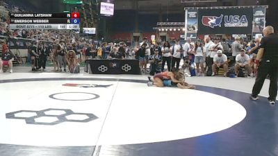 110 lbs Champ. Rd Of 32 - Guilianna Latshaw, Pennsylvania vs Emerson Webber, Florida