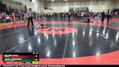 55 lbs Champ. Round 1 - Kreed Jesnowski, WCAABE Knights vs Holden Listul, United