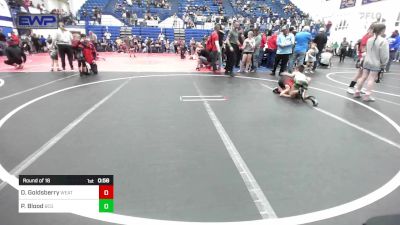 52 lbs Round Of 16 - Dwaine Goldsberry, Weatherford Youth Wrestling vs Paxton Blood, Blaine County Grapplers