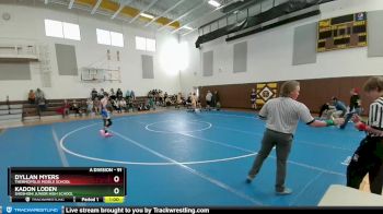 91 lbs Round 1 - Dyllan Myers, Thermopolis Middle School vs Kadon Loden, Shoshoni Junior High School