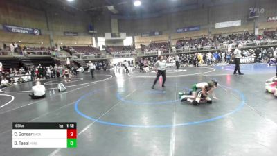 65 lbs Quarterfinal - Corbin Gonser, Baca County Brawlers vs Dax Teeal, Pueblo County WC