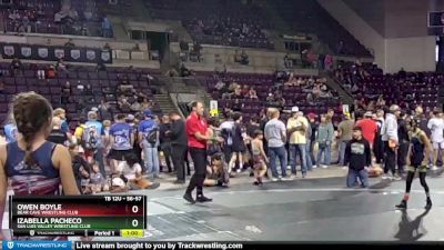 56-57 lbs Round 2 - Izabella Pacheco, San Luis Valley Wrestling Club vs Owen Boyle, Bear Cave Wrestling Club