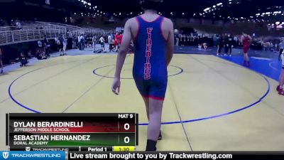 135 lbs Quarterfinal - Sebastian Hernandez, Doral Academy vs Dylan Berardinelli, Jefferson Middle School