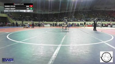 68 lbs Quarterfinal - Hanna Lollis, Cowboy Wrestling Club vs Lakely Kraft, Bridge Creek Wrestling