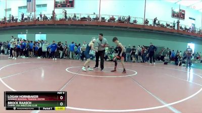 120 lbs Cons. Round 2 - Brock Raasch, Carmel USA Wrestling Club vs Logan Hornbaker, Warrior Regional Training Center