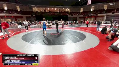 144 lbs Quarterfinal - Jake Miller, Broken Arrow Wrestling Club vs Jaren Peterson, Mustang High School Wrestling