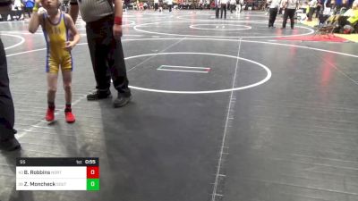 55 lbs Round Of 64 - Brayden Robbins, Northern Tioga vs Zayne Moncheck, Southmoreland