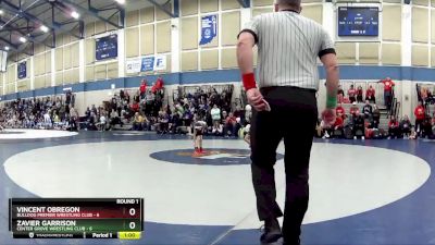 54 lbs Round 1 (4 Team) - Vincent Obregon, Bulldog Premier Wrestling Club vs Zavier Garrison, Center Grove Wrestling Club