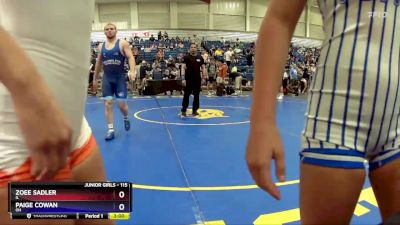 115 lbs Semifinal - Zoee Sadler, IL vs Paige Cowan, OH