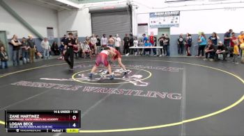 136 lbs Semifinal - Zane Martinez, Anchorage Youth Wrestling Academy vs Logan Beck, Valdez Youth Wrestling Club Inc.