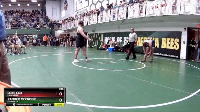 285 lbs Champ. Round 2 - Luke Cox, Lancaster vs Zander McCrobie, Louisville