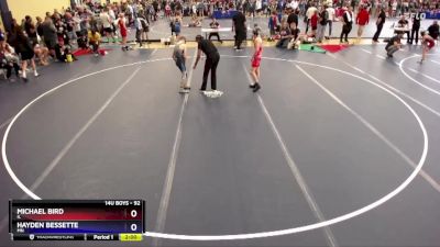 92 lbs Cons. Round 3 - Michael Bird, IL vs Hayden Bessette, MN