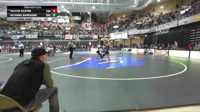 100 lbs Cons. Semi - Taylor Baxter, Lyons HS vs Alyanna Barrager, Cherryvale Hs