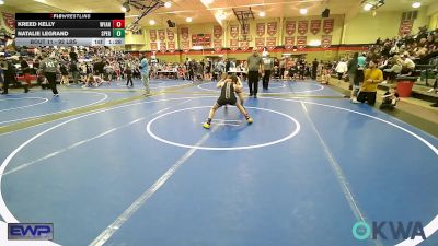 92 lbs Rr Rnd 2 - Kreed Kelly, Wyandotte Youth Wrestling vs Natalie LeGrand, Sperry Wrestling Club