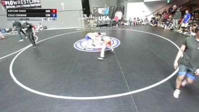 132 lbs Kayleb Chao, SAWA - Sacramento Area Wrestling Association vs Cole Cronan, SJWA - San Joaquin Wrestling Association