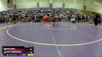 92 lbs Cons. Round 3 - Roman Simms, OH vs Carson Underwood, IN