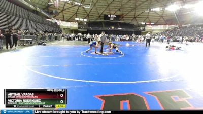 143 lbs Cons. Round 2 - Victoria Rodriguez, Thunder Mountain Wrestling Club vs Abygail Vargas, Coulee Crushers Wrestling