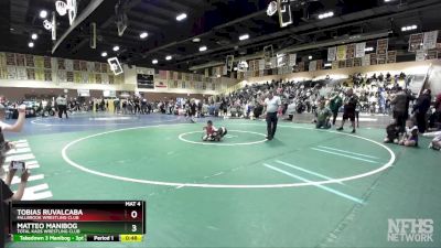 59 lbs Quarterfinal - Tobias Ruvalcaba, Fallbrook Wrestling Club vs Matteo Manibog, Total Kaos Wrestling Club