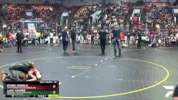 64 lbs Cons. Round 2 - Luke Hauser, Meridian Youth Wrestling (Okemos/Haslett) vs Athen Criddle, Constantine Falcon Wrestling