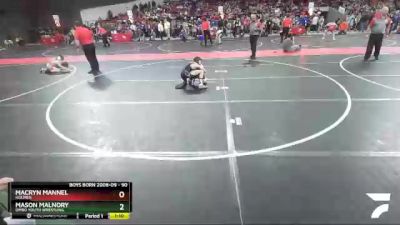 90 lbs Cons. Round 2 - Mason Malnory, Omro Youth Wrestling vs Macryn Mannel, Holmen