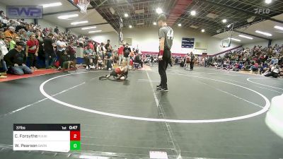 37 lbs Consi Of 8 #1 - Caliber Forsythe, R.A.W. vs Waylon Pearson, Barnsdall Youth Wrestling